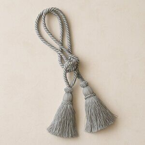 Silver Gray Tassel Curtain Tiebacks Rope Holdbacks Home Decor Pair 27”